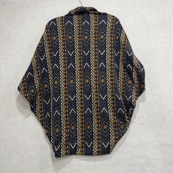 Bodhi Shawl Collar Cocoon Cardigan Womens Gray Aztec Knit Sleeveless Poncho Wrap - Picture 7 of 8